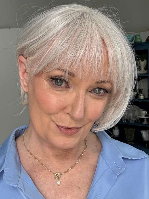 Mel B. @mels.be.ageless wearing FUN by ELLEN WILLE in color SNOW MIX 56.60 | Lightest Brown and Pearl White with Grey Blend