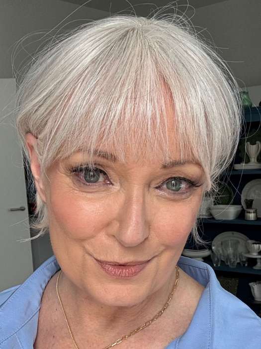 Mel B. @mels.be.ageless wearing FUN by ELLEN WILLE in color SNOW MIX 56.60 | Lightest Brown and Pearl White with Grey Blend