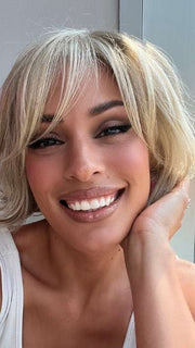 Model is wearing LIKE by ELLEN WILLE in color CHAMPAGNE MIX | Light Neutral Blonde and Light/Lightest Golden Blonde Blend PPC MAIN IMAGE 