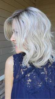Natalie Gray @vanish.into.thin.hair wearing ROHAN by AMORE in color SEA SALT BLOND R | A perfect mixture of cool, icy-blond and warm-dark blond. The rich brown root tone enhances the modern appearance