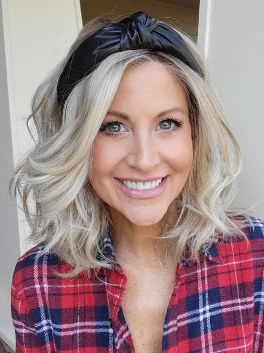 Natalie Gray @vanish.into.thin.hair wearing ROHAN by AMORE in color SEA SALT BLOND R | A perfect mixture of cool, icy-blond and warm-dark blond. The rich brown root tone enhances the modern appearance