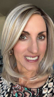 Lisa Mullins @beautifulyouwigreviews wearing MIKA by RENE OF PARIS in color WHITE ROSE BLOND R WHITE ROSE BLOND R | White Blond Base with subtle Warm Brown Highlights