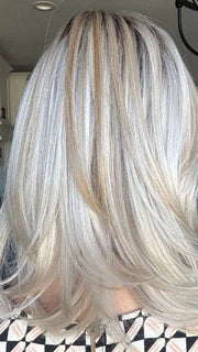 Lisa Mullins @beautifulyouwigreviews wearing MIKA by RENE OF PARIS in color WHITE ROSE BLOND R WHITE ROSE BLOND R | White Blond Base with subtle Warm Brown Highlights