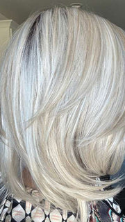 Lisa Mullins @beautifulyouwigreviews wearing MIKA by RENE OF PARIS in color WHITE ROSE BLOND R WHITE ROSE BLOND R | White Blond Base with subtle Warm Brown Highlights