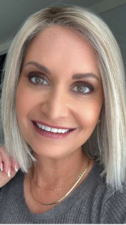 Emily Herrin @she_sheds_more is wearing LIA II by ELLEN WILLE in PEARL BLONDE ROOTED 101.24.20 | Pearl Platinum, Lightest Ash Blonde and Light Strawberry Blonde Blend with Dark Shaded Roots