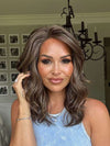 Crystal @crystallhoneycutt is wearing LAGUNA BEACH by BELLETRESS in DARK BROWN HL | A Blend of Dark Brown, Strawberry Light Auburn and Soft Chunky Medium and Dark Blonde Highlights.
