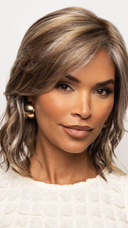 BRIAR by Noriko in SPARKLING MOCA R | Neutral Dark-Brown Base featuring Silvery White and Golden Blond Highlights