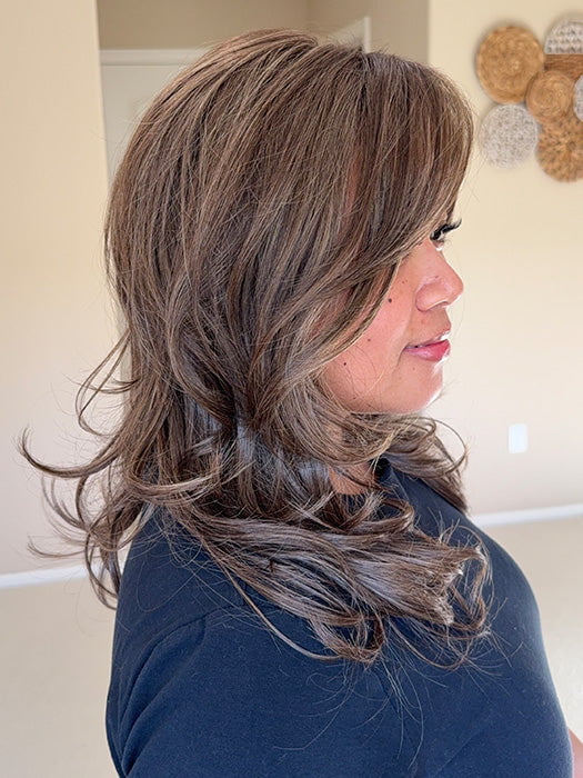 Katrina & Arlah Soriano @wearthehairsis wearing BROOKLYN by BELLE TRESS in color COOLEST ASH BROWN R | A combination of Light Ash Brown, Cool Medium Brown and a hint of Dark Blonde and Dark Roots