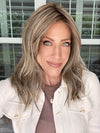 Kristyna Moore @kristynamoore wearing CAPRI by BELLE TRESS in color MACADAMIA LATTE R | A combination of Medium and Light Brown, highlighted with Light Gold Blonde, and a mixture of Ash Blonde and Light Gold Blonde, Rooted with Medium and Light Brown 