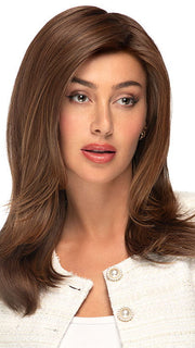 Model is wearing CHARMING by TressAllure in color 829 | Medium Brown with Red highlights