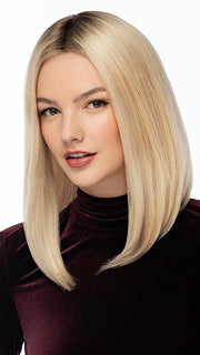 SOPHISTICATE by TressAllure in color SS613/1001/R18| Vanilla Blonde White Blonde Blend Rooted Ash Brown 			
