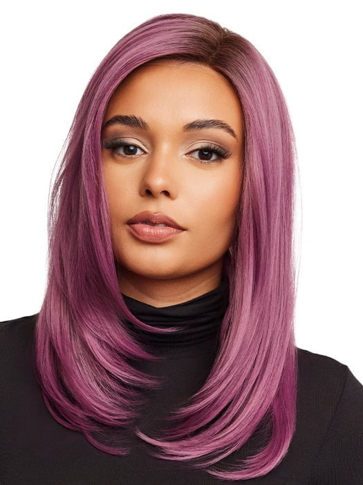 COSMO SLEEK by Rene of Paris in MAUVE BERRY | Smoky Fused Pale Violet Base with Medium Brown Roots