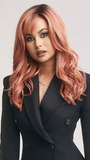 DUSTY-ROSE | Medium Coral Red Base with Dark Brown Roots
