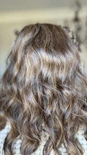 Crystal @crystallhoneycutt wearing DAY TO DATE by RAQUEL WELCH WIGS in color RL4/10SS ICED JAVA | Off Black shaded with Dark Brown