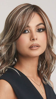 DAZZLING WAVEZ by Rene of Paris in SNOWY UMBER R | Medium Ginger Brown base with White Blond highlights  