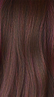 Deep Plum Brown-R | A rich blend of deep plum and dark brown tones, enhanced by a dark root that creates a bold and dramatic impression. 