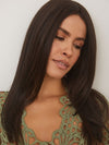 DELUXE HAIRLINE LONG   by RENE OF PARIS in color DARK-CHOCOLATE | Dark Brown and Medium Brown evenly blended