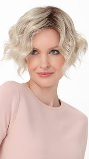 DONNA by ENVY in color SILKY BEIGE | Light Platinum Blonde with Dark Brown Roots