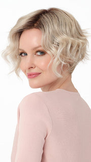DONNA by ENVY in color SILKY BEIGE | Light Platinum Blonde with Dark Brown Roots