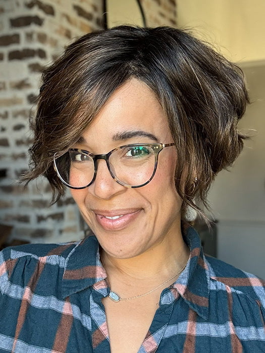 Brea @getwiggywithbrea wearing DONNA by ENVY in color ESPRESSO | A cool, Multi-Dimensional Medium Brown with Darker Brown Roots