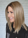 Natalie Gray @vanish.into.thin.hair wearing DRIVE by ELLEN WILLE in color BERNSTEIN ROOTED 12.24.27 | Light Brown base with subtle Light Honey Blonde and Light Butterscotch Blonde highlights and Dark Roots 