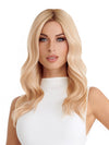 Model is wearing DYNAMIC by TRESSALLURE in color SS24/102/R12 | Golden Blonde Highlighted Platinum Rooted Light Golden Brown