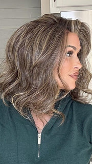 Crystal Honeycutt @thehairhoneys wearing ESTEE by BELLE TRESS in color CHOCOLATE BUTTERCREAM R | A deep Chocolate Brown Root, that melts into Buttery, Golden Brown Tones, accented by Soft Caramel and Honey highlights for a smooth, multidimensional finish