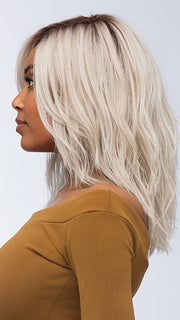 FENIX by ESTETICA in color SILVERSUN/RT8 | Iced Blonde Dusted with Soft Sand and Golden Brown Roots