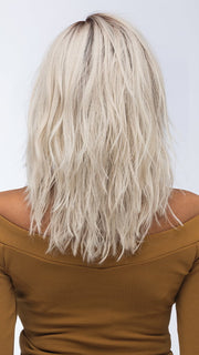 FENIX by ESTETICA in color SILVERSUN/RT8 | Iced Blonde Dusted with Soft Sand and Golden Brown Roots