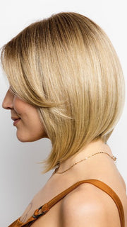A long bob wig that rests at the collarbone