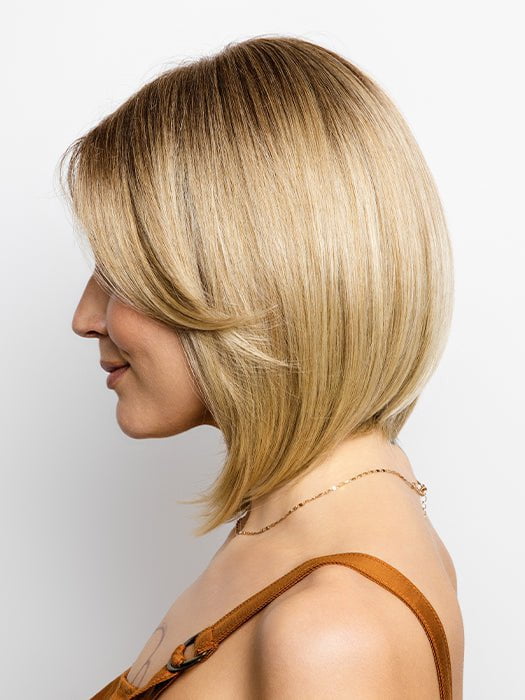 A long bob wig that rests at the collarbone