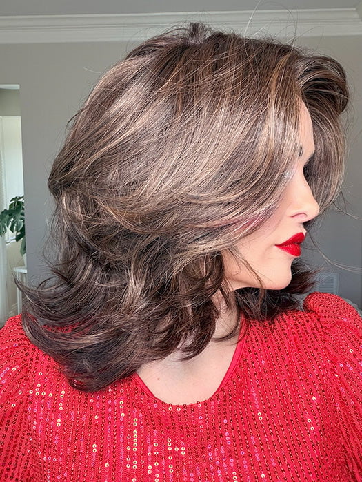 Crystal @crystallhoneycutt FLIP THE SCRIPT by RAQUEL WELCH in color RL4/10SS ICED JAVA | Off Black Shaded with Dark Brown