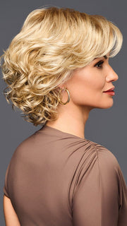 Model is wearing BUOYANT in GL14-22SS | SS SANDY BLONDE | Dark golden blonde base blends into multi-dimensional tones of medium gold blonde and light beige blonde. 