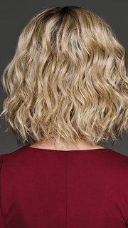 Model wearing CONQUER THE WAVES in GF19-23SS BISCUIT | Light Ash Blonde Evenly Blended with Cool Platinum Blonde with Dark Roots