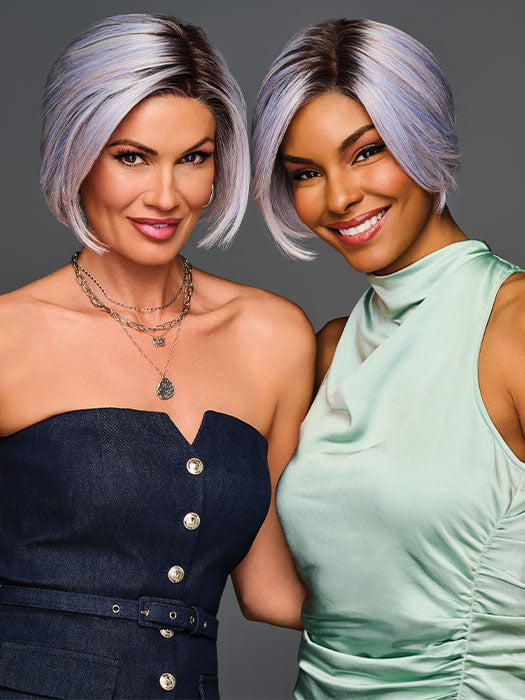 Models are wearing DARE TO DREAM by GABOR in color GF39-61SS SS BLUE VIOLET |  Blue Violet mixed with Silver Gray shaded with Dark Brown