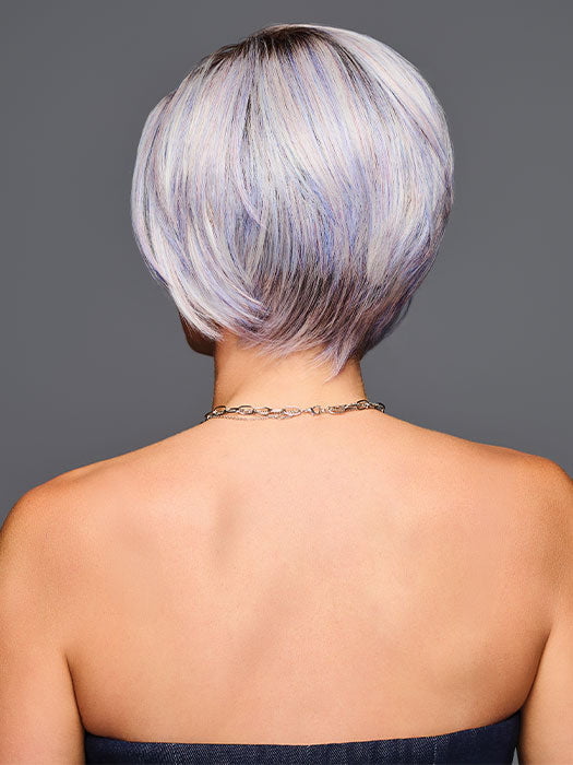 Model is wearing DARE TO DREAM by GABOR in color GF39-61SS SS BLUE VIOLET |  Blue Violet mixed with Silver Gray shaded with Dark Brown