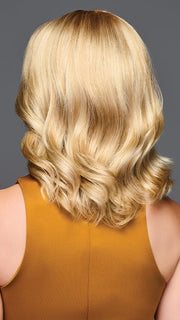 Model is wearing GL14-22SS | SS SANDY BLONDE | Dark golden blonde base blends into multi-dimensional tones of medium gold blonde and light beige blonde. 
