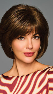 Model is wearing JOVIALITY in color GL8-10 DARK CHESTNUT | Rich, Dark Brown with Coffee Highlights
