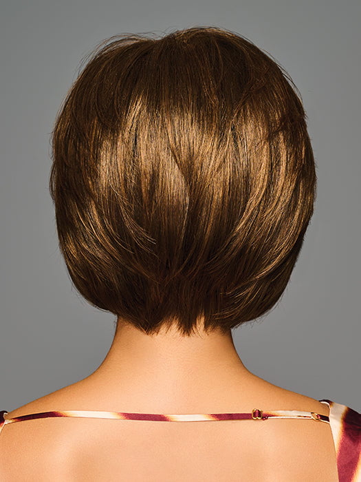 Model is wearing JOVIALITY in color GL8-10 DARK CHESTNUT | Rich, Dark Brown with Coffee Highlights