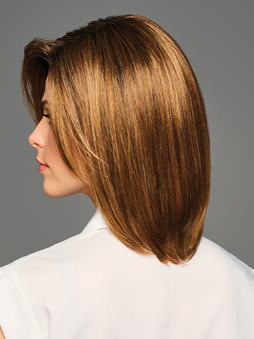 Model is wearing JUBILANT by Gabor in color GL8-29SS SS HAELNUT | Coffee Brown with soft Ginger highlights