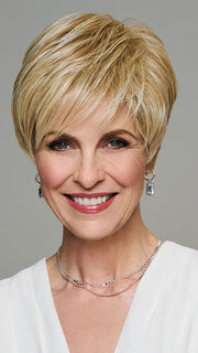 Model is wearing DREAM DEBUT in LIGHT-BLONDE | Medium Blonde Streaked with Pale Gold Highlights