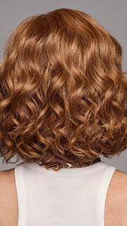 Model is wearing IN BLOOM in MEDIUM RED | Medium Reddish Brown with Subtle Copper Highlights