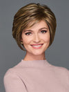 Model is wearing WONDERFUL WIT by GABOR in color BROWN-BLONDE | Medium to Light Brown with Salon Highlights