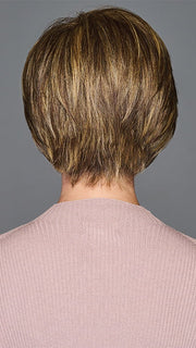 Model is wearing WONDERFUL WIT by GABOR in color BROWN-BLONDE | Medium to Light Brown with Salon Highlights
