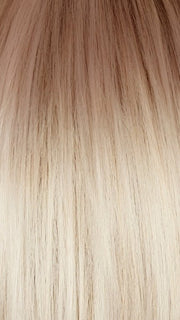 GHOST-BLONDE-R | Medium neutral blond roots fade into a pearl cream blond shade with platinum blond undertones. 