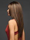 Model is wearing R829S GLAZED HAZELNUT | Medium Brown with Ginger Highlights