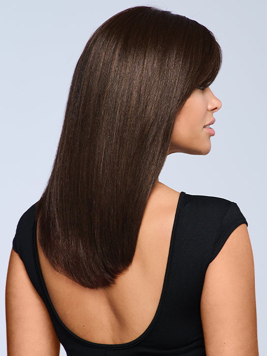 Model is wearing HD SIDE FRIDGE TOPPER in color R4/6 BLACK COFFEE | Dark Brown and Chestnut Brown Blend