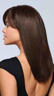 Model is wearing HD SIDE FRIDGE TOPPER in color R4/6 BLACK COFFEE | Dark Brown and Chestnut Brown Blend
