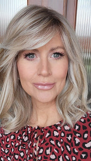 Natalie Gray @vanish.into.thin.hair wearing HEPBURN by BELLE TRESS in color MILKSHAKE BLONDE-R | A mixture of Light Sandy Brown, Highlighted with Light Ash Blonde with a Hint of Light Platinum Blonde with a Medium Root Color
