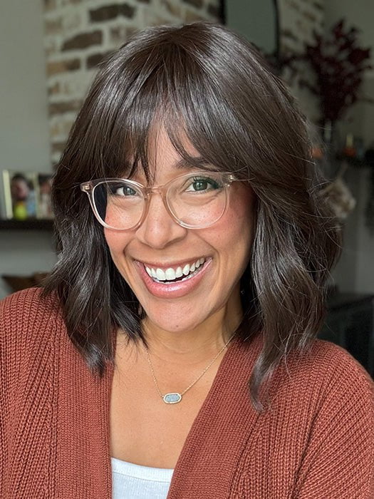 Brea @getwiggywithbrea wearing HOLLIE by JON RENAU in color 6 FUDGESICLE | Brown